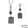 Silver 925 Car Amulet Double Sided Holy Mary with Evil Eye Oxyde 14x18mm 12-14cm 