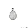 Silver 925 Bezel Pearshaped Pendant with Semi Precious Stone 12x15mm