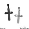 Stainless Steel Double Cross Pendant 5x23x33mm