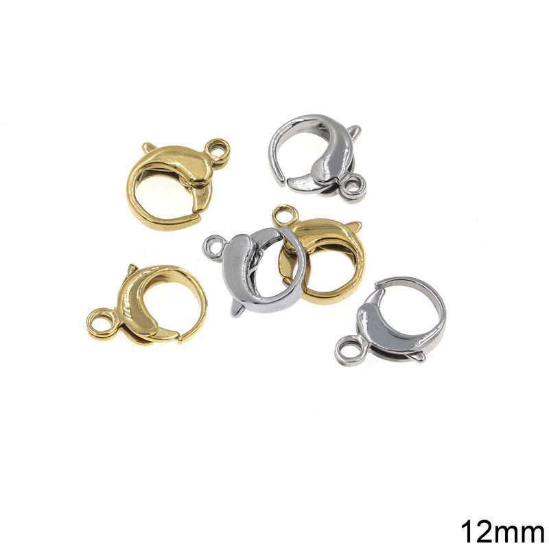 Stainless Steel Round Lobster Claw Clasp 12mm