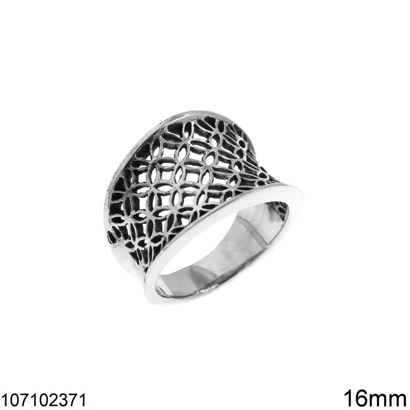 Silver  925 Lacy Ring 16mm, Oxidised