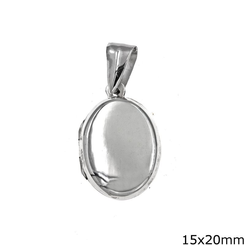 Silver 925 Oval  Locket Pendant 15x20mm