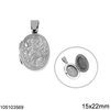 Silver  925 Oval Locket  Pendant 15x22mm