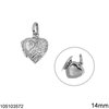 Silver  925 Locket Heart Pendant with Daisy and Heart 14mm