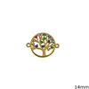 Metallic Tree in Circle Spacer with Zircon 14mm