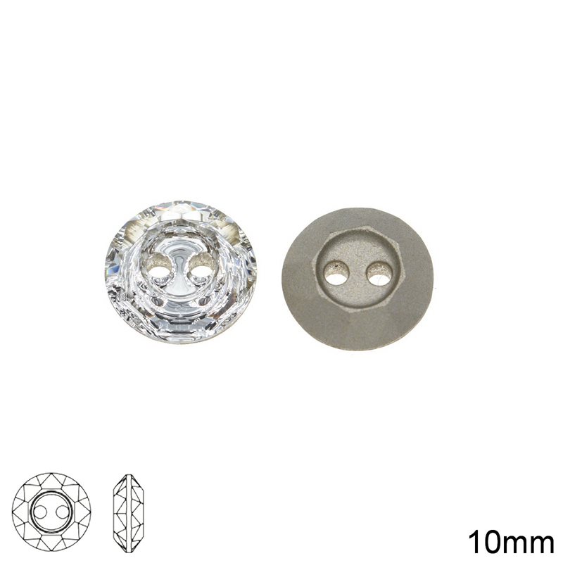 Crystall Round 2-hole Button Crystal 10mm