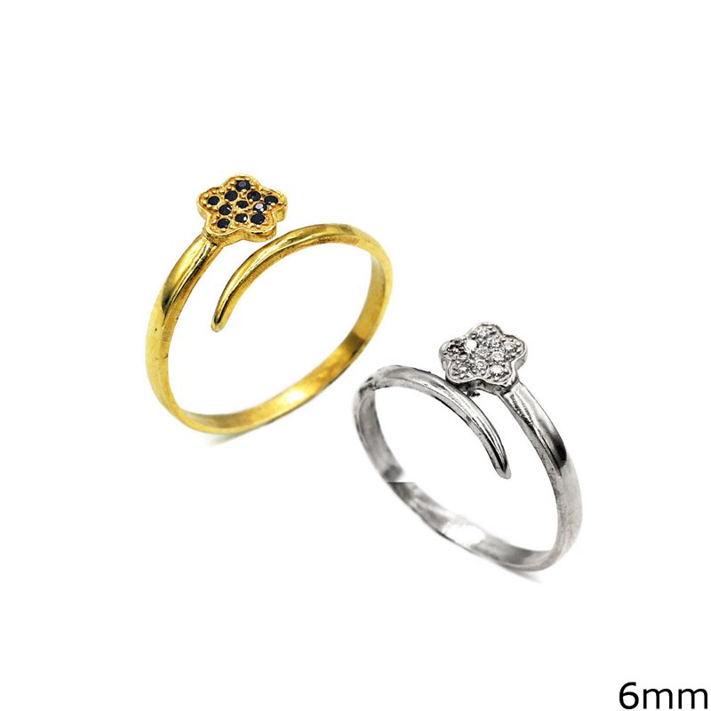 Silver 925 Ring Daisy with Zircon 6mm