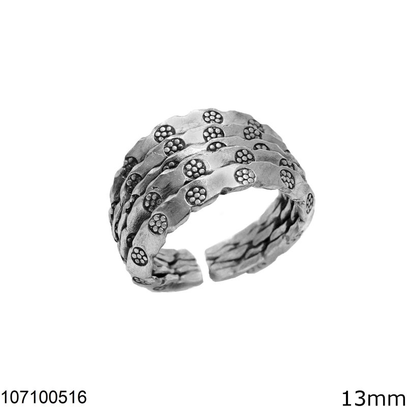 Δαχτυλίδι Ασημένιο 925 Βέρα με Λουλούδια 13mm