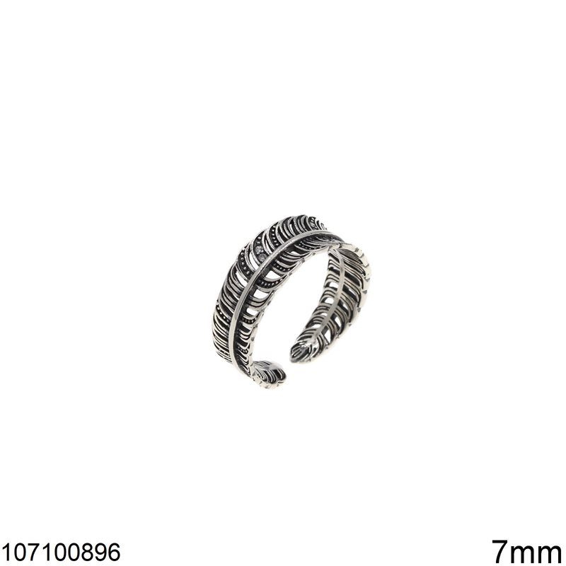 Δαχτυλίδι Ασημένιο 925 Φτερούγα 7mm, Οξυντέ