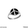 Silver 925 Ring Peace Sign 13mm
