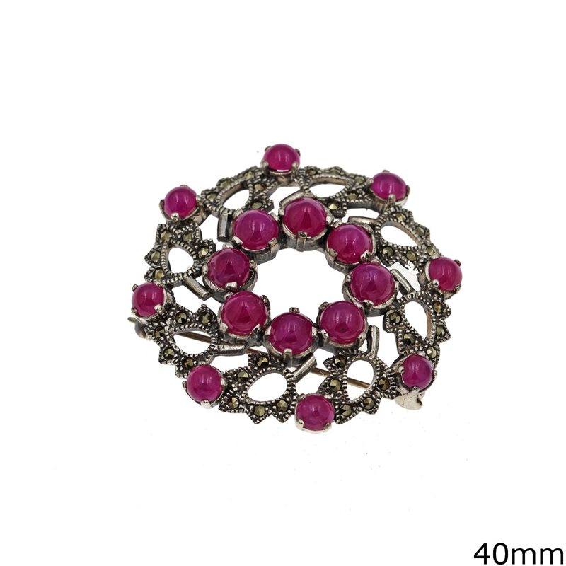 Silver 925 Brooch with Marcasite 40mm