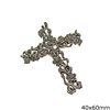 Silver 925 Brooch Cross with Marcasite 40x60mm