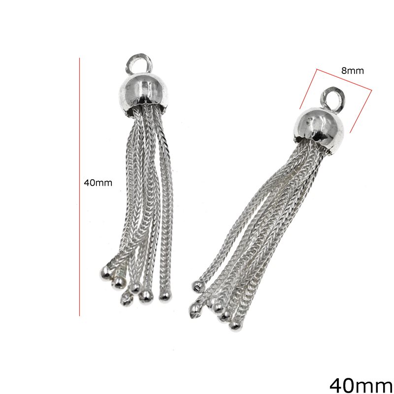Silver 925 Chain Tassel for Kompoloi 40mm
