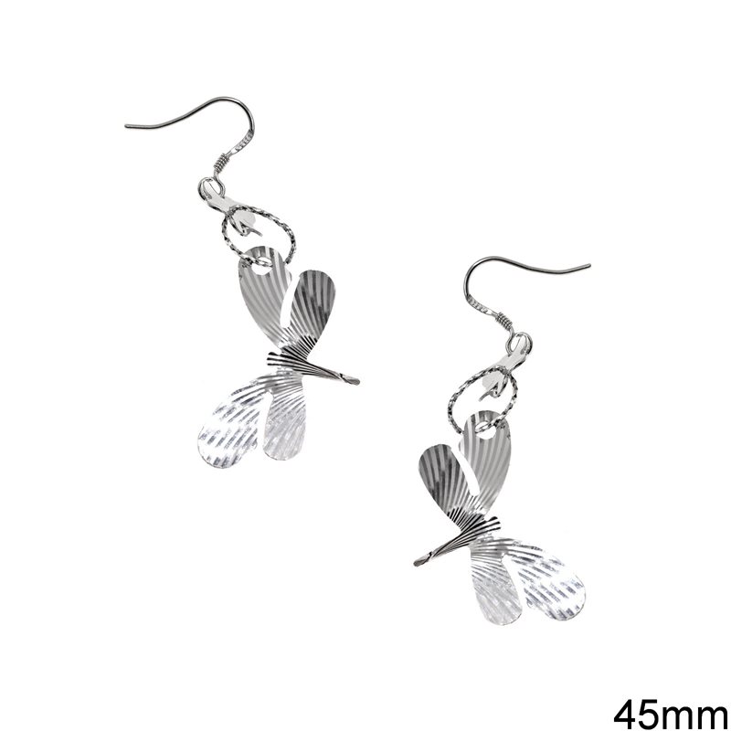 Silver 925 Hook Earrings Butterfly 45mm