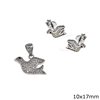 Silver 925 Set Earrings Pendant Swallow 