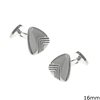 Silver 925 Cufflinks Triangle with Design 16mm