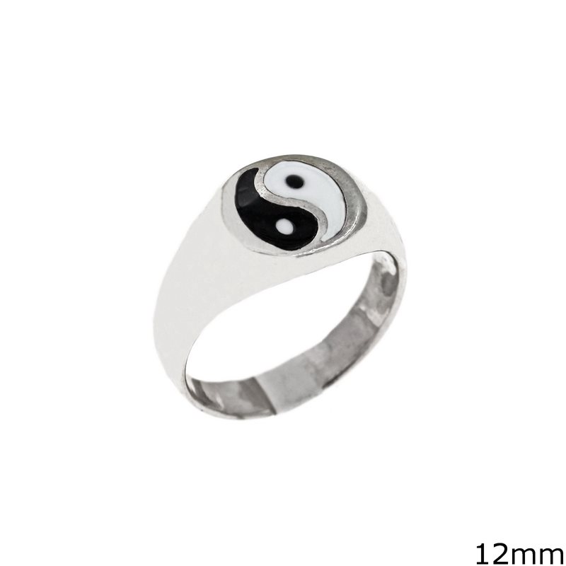 Silver  925 Ring Yin Yang 12mm
