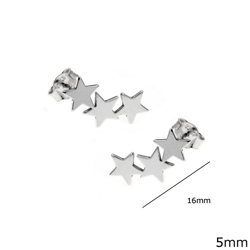Silver 925 Eerrings Triple Star 5mm