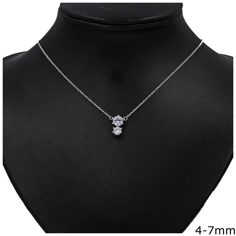 Silver 925 Necklace with Double Zircon 4-7mm