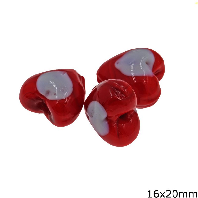 Murano Glass Heart Bead 16x20mm