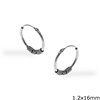 Silver 925 Hoop Earrings with design 1.2x16mm
