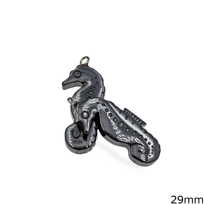 Hematine Pendant Sea Horse 29mm