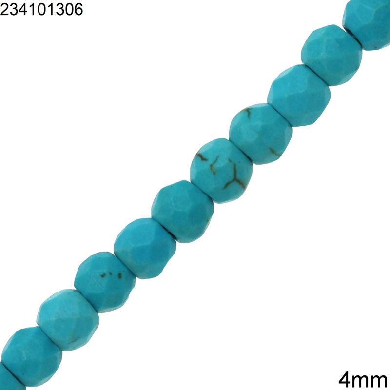 Turquoise Crackle Faceted Beads 4mm 
