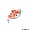 Silver 925  Brooch Roses with Zircon  23x42mm