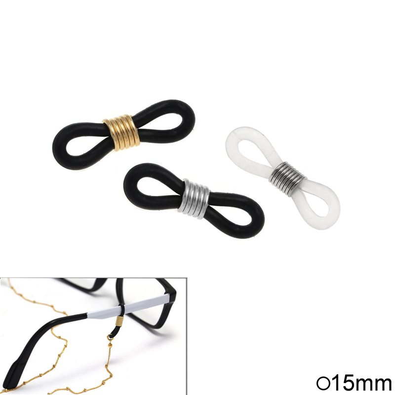 Elastic Eyeglasses Chain Connector 15mm with Stainless Steel Coil