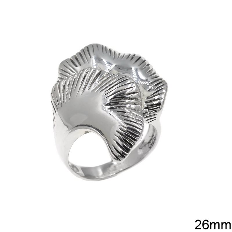 Silver  925 Oxyde Ring Leaves 26mm