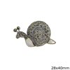 Silver 925 Brooch Snail with Mop-shell 28x40mm