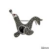 Silver 925 Brooch Seal with Marcasite 32mm