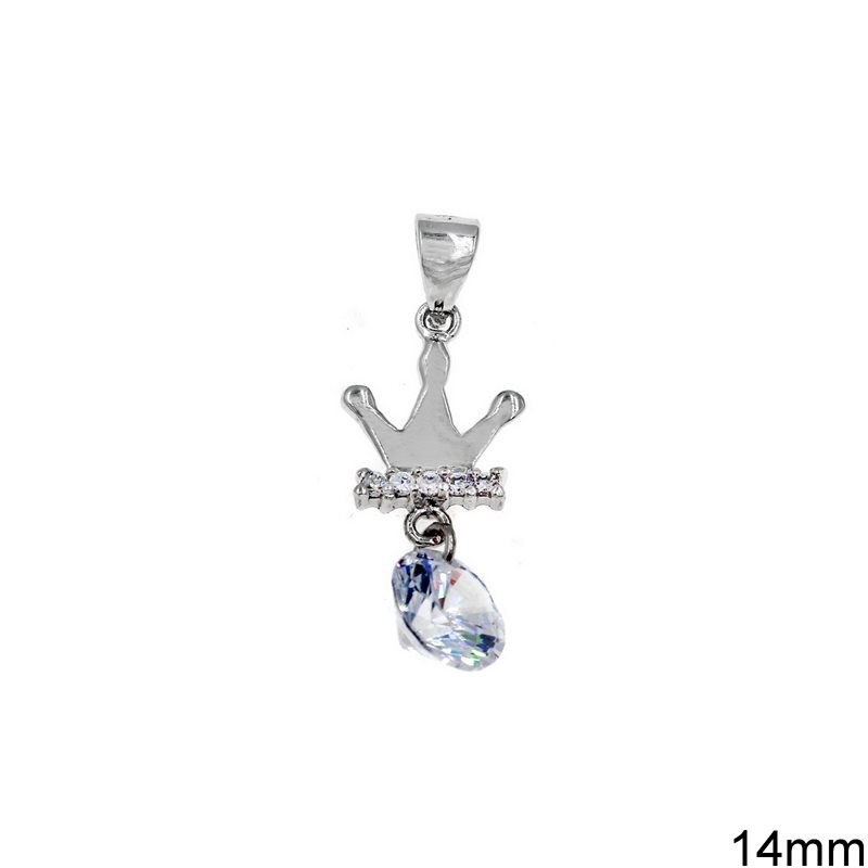 Silver 925 Pendant Crown with Zircon 14mm