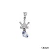 Silver 925 Pendant Crown with Zircon 14mm