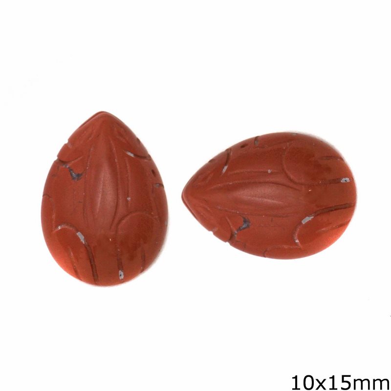 Semi Precious Red Jasper Cabochon Pearshape Stone 10X15mm
