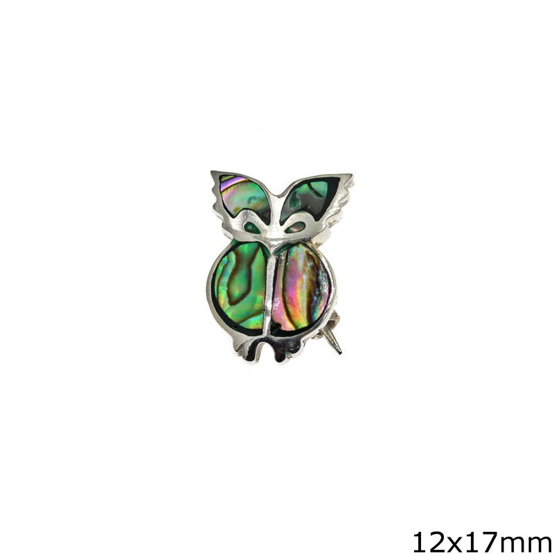 Silver 925 Brooch Owl with Mop-shell 12x17mm