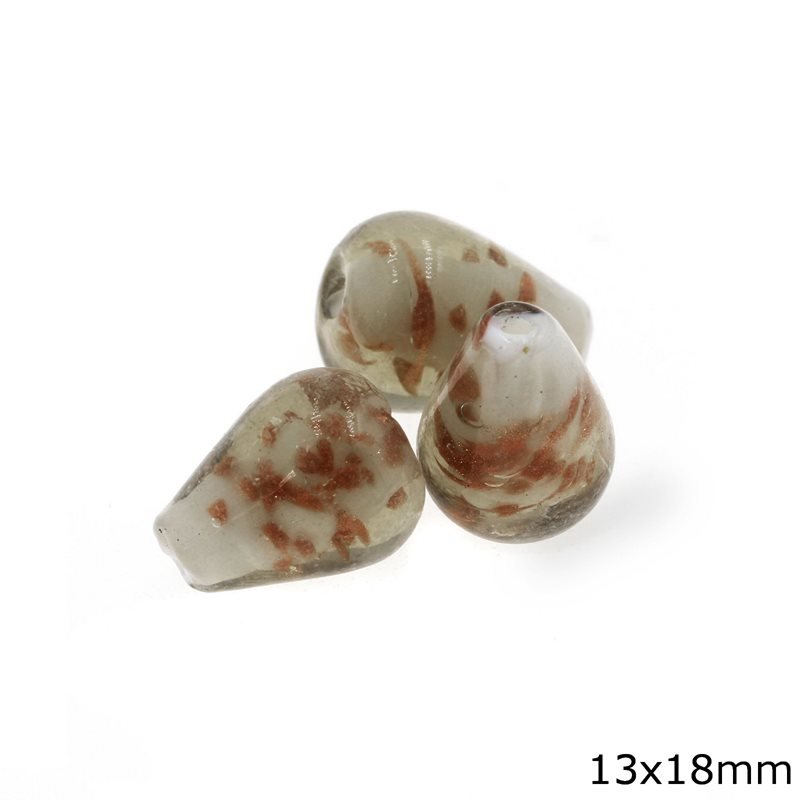 Murano Glass Pearshaped Beads 13x18mm