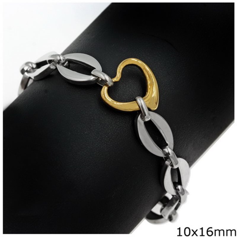 Stainless Steel Bracelet with Oval Hoops 10x16mm