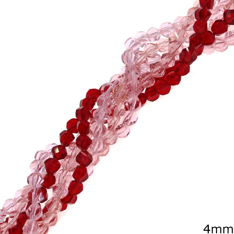 Faceted Glass Twisted Bead 4mm