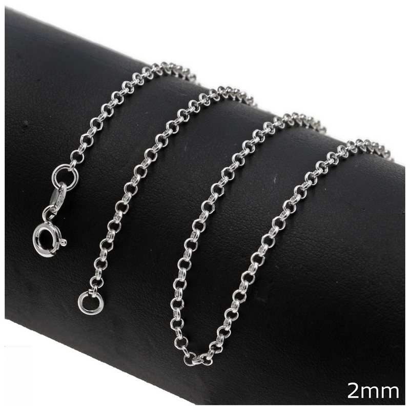Silver 925 Rolo Link Chain 2mm 18-25cm