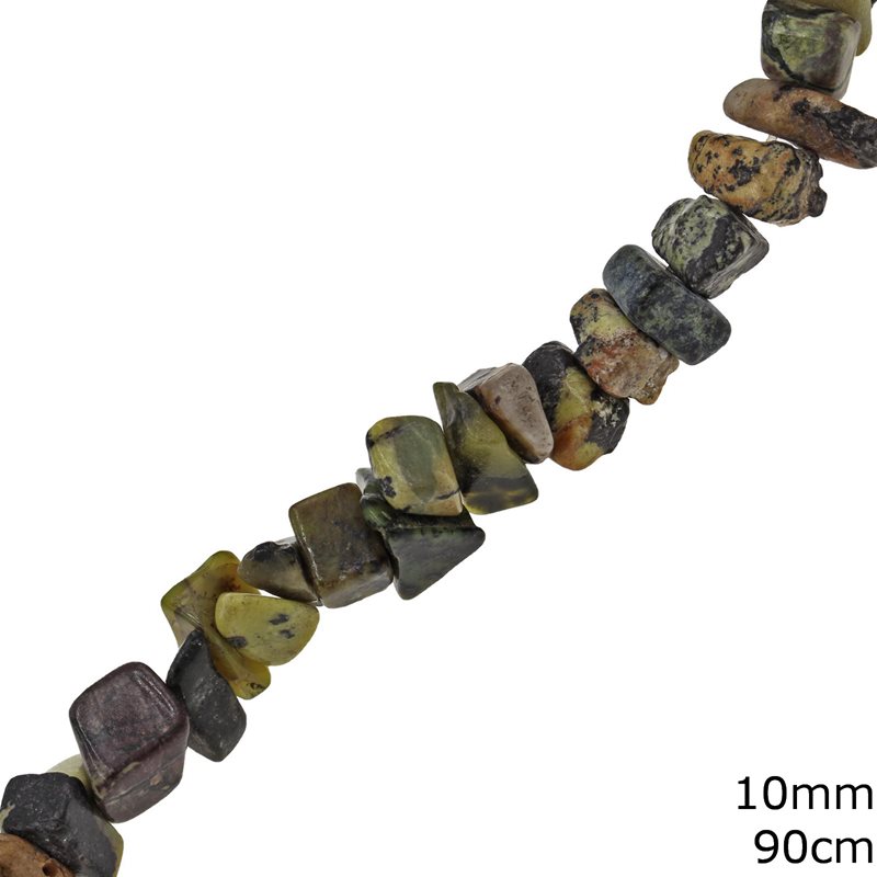 Chips Beads Serpentine Olive Green-Yellow 10mm, 90cm