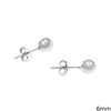 Silver 925 Stud Earrings with Pearl 6mm