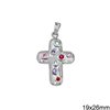 Silver 925 Pendant Cross with Zircon 19x26mm