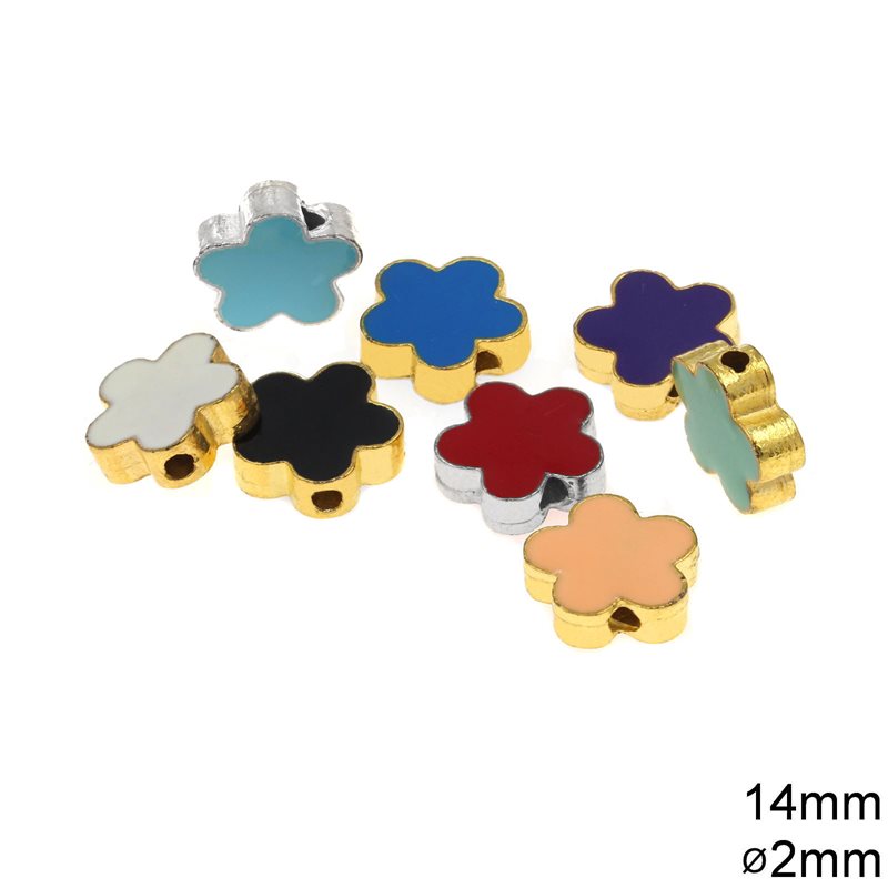 Casting Flower Bead with Enamel 14mm and 2mm hole
