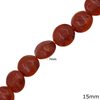 Apple Coral Flat Disk Beads 15mm Thikness 7mm