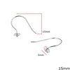 Silver 925  Hook Earring with Post for Pearl 5mm