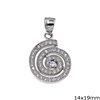 Silver 925 Pendant Spiral with Zircon 14x19mm