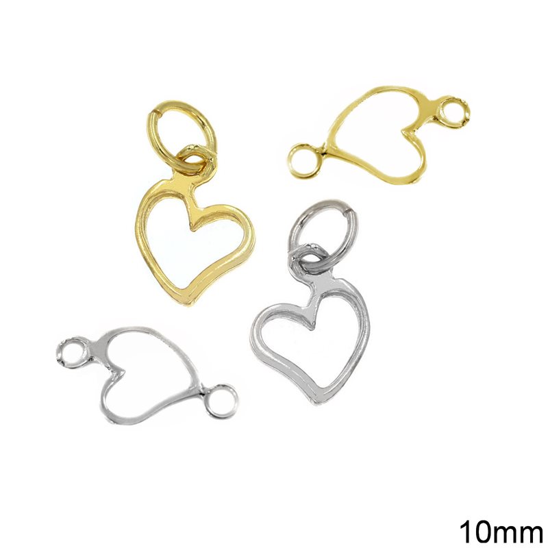 Silver  925 Pendant & Spacer Heart 10mm