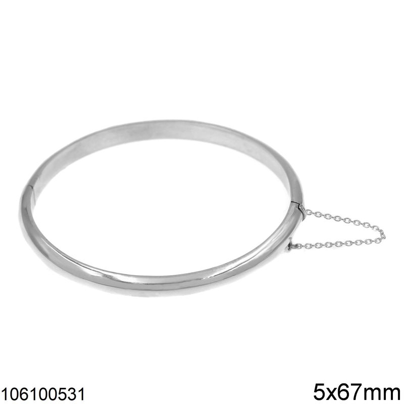 Silver 925 Bold Cuff Bracelet 5x60mm