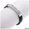Silver 925 Bracelet with Rubber 8mm Rhodium plated